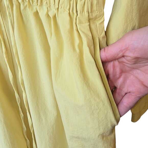 Zara Women's Lime Green Baggy Jumpsuit Size XS Deep V Neck Straight Leg Cotton - Picture 3 of 8